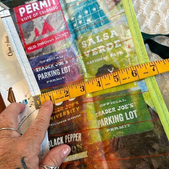 Trader Joe’s Plastic Reusable Shopping Tote Bag 6 Gallon Colorado Skiing Camp - Picture 7 of 12